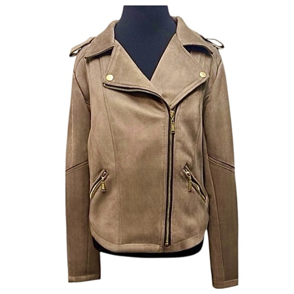 LIKE NEW! Jou Jou Asymmetrical Faux Suede Moto Jacket - Picture 1 of 1